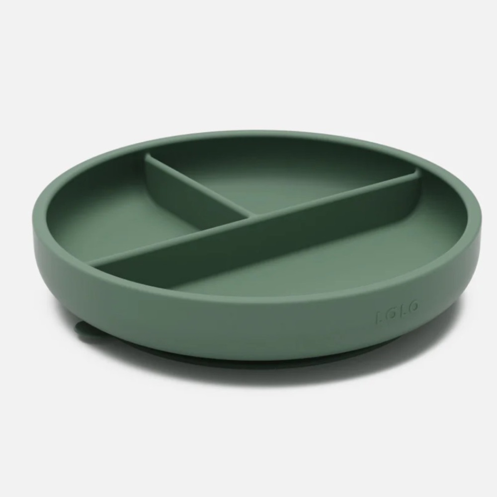 NWT Lalo Silicone Divided Suction Plate in Olive